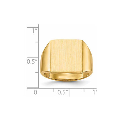 14K Gelbgold 15,0x13,5mm Herren-Siegelring mit offener Rückseite