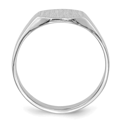 14K Weißgold Siegelring 8,5 mm x 6,5 mm mit massiver Rückseite