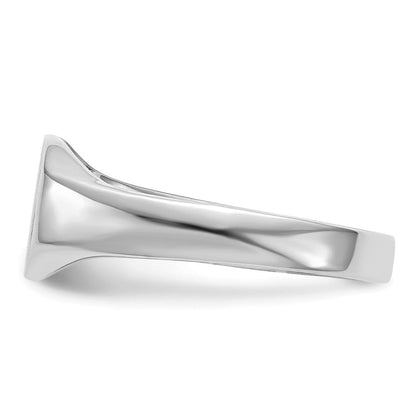 14K Weißgold Siegelring 8,5 mm x 6,5 mm mit massiver Rückseite