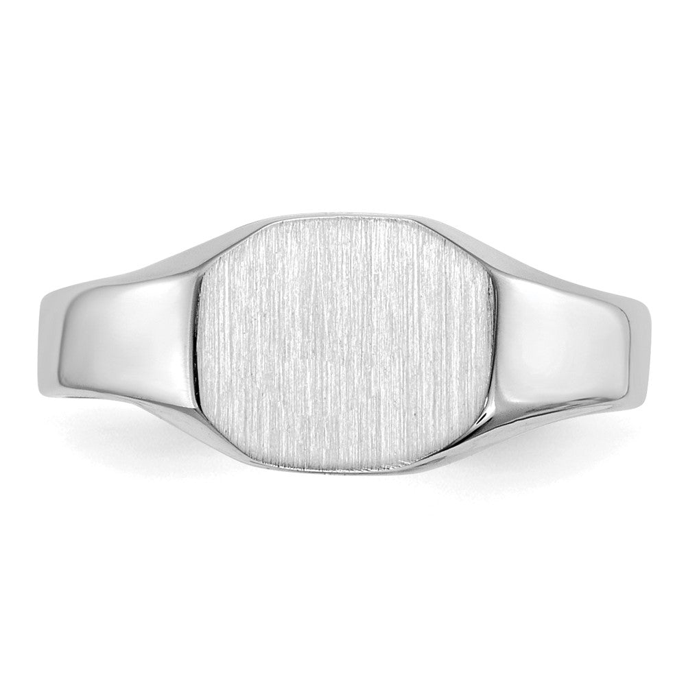14K Weißgold Siegelring 8,5 mm x 6,5 mm mit massiver Rückseite