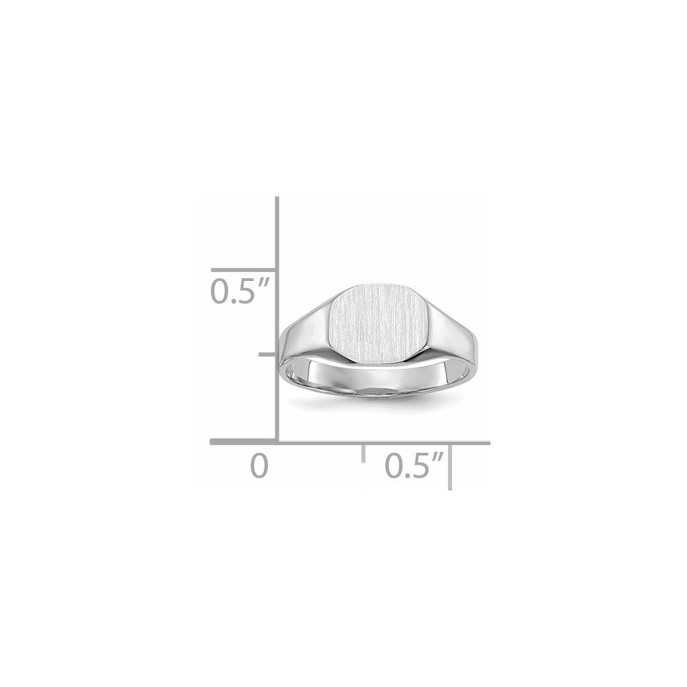 14K Weißgold Siegelring 8,5 mm x 6,5 mm mit massiver Rückseite