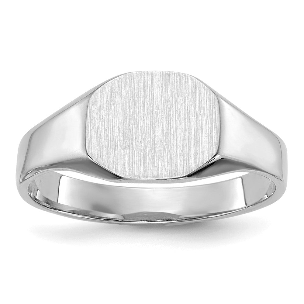 14K Weißgold Siegelring 8,5 mm x 6,5 mm mit massiver Rückseite