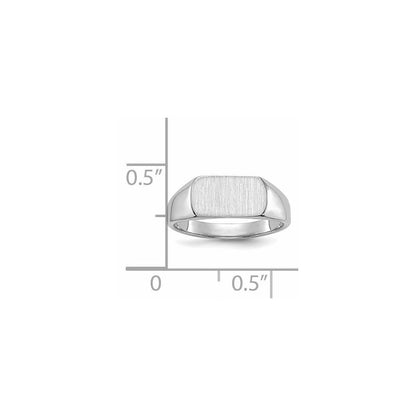 14K Weißgold Siegelring 10 mm x 6 mm mit offenem Boden