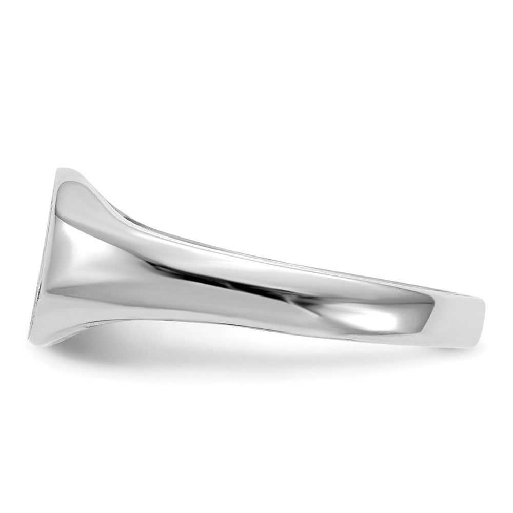 14K Weißgold Kinder-Siegelring, offener Rücken, 8,5 mm x 6,5 mm