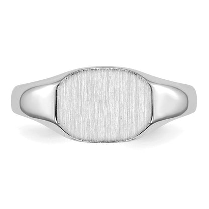 14K Weißgold Kinder-Siegelring, offener Rücken, 8,5 mm x 6,5 mm