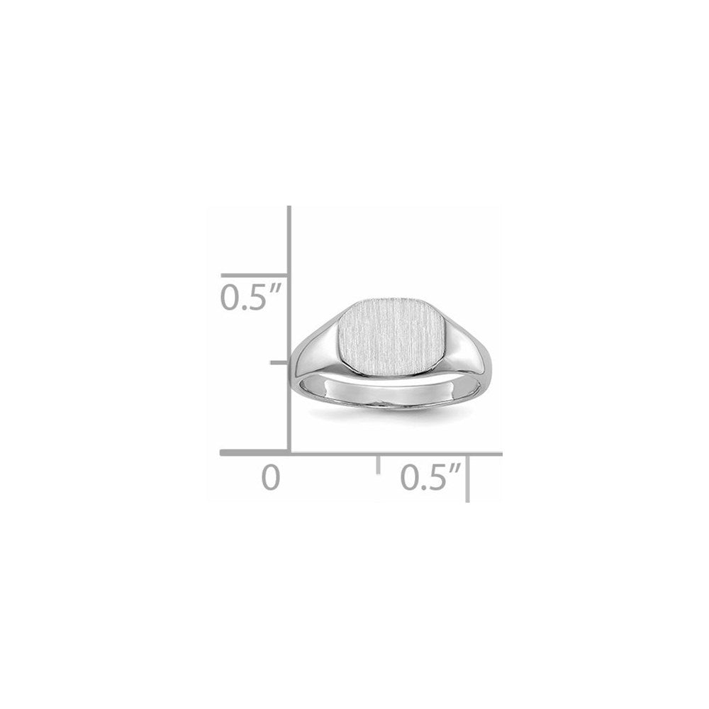14K Weißgold Kinder-Siegelring, offener Rücken, 8,5 mm x 6,5 mm