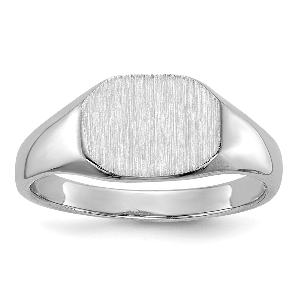 14K Weißgold Kinder-Siegelring, offener Rücken, 8,5 mm x 6,5 mm