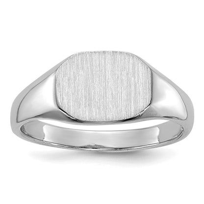 14K Weißgold Kinder-Siegelring, offener Rücken, 8,5 mm x 6,5 mm
