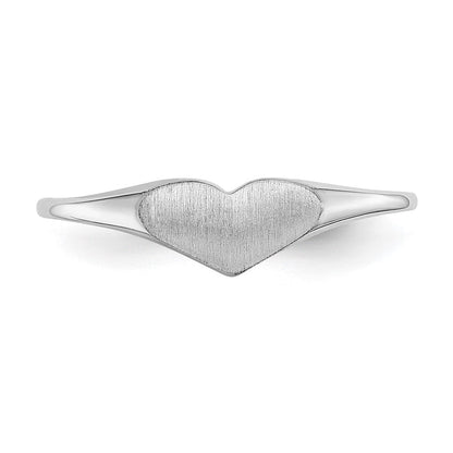 14K Weißgold Herzring, 8 mm x 4 mm, offene Fassung