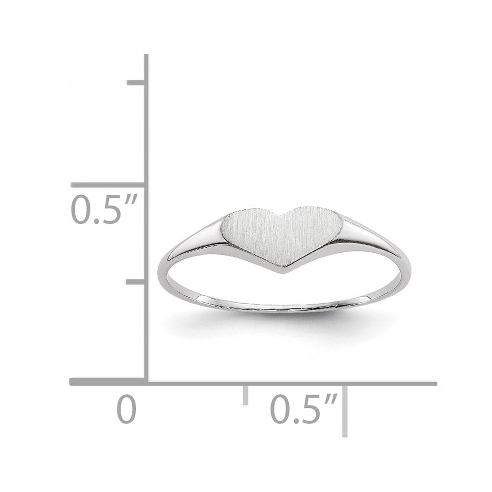 14K Weißgold Herzring, 8 mm x 4 mm, offene Fassung