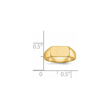 14K Gelbgold Siegelring, offene Rückseite, 10 mm x 6 mm