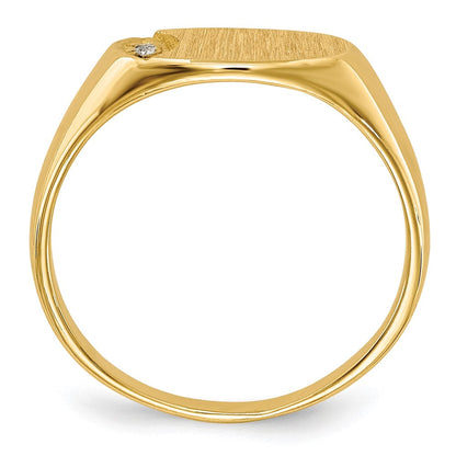 14K Gelbgold Kind Aaa Diamant Geschlossen Rückseite Siegel Ring