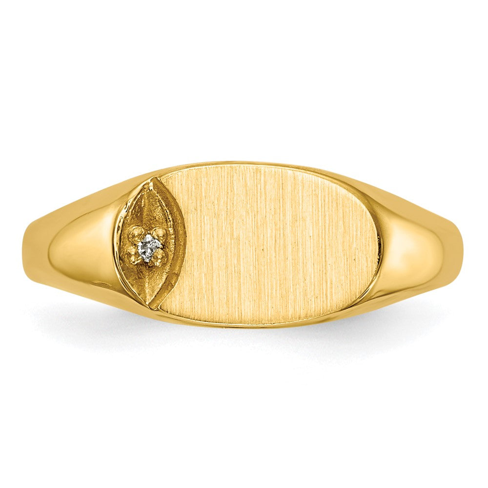14K Gelbgold Kind Aaa Diamant Geschlossen Rückseite Siegel Ring