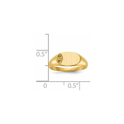 14K Gelbgold Kind Aa Diamant Geschlossen Rückseite Siegel Ring