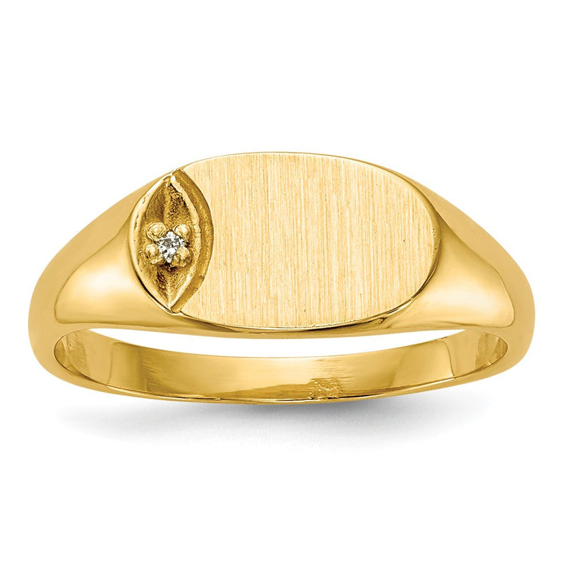 14K Gelbgold Siegelring mit natürlichem Diamant
