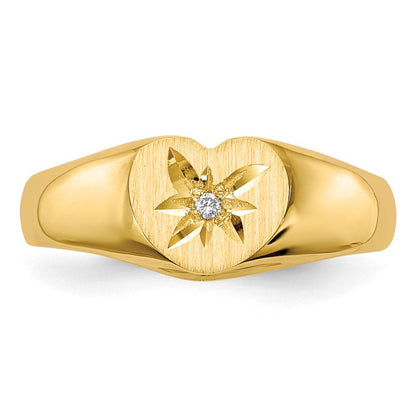 14K Gelbgold Siegelring mit natürlichem Diamant