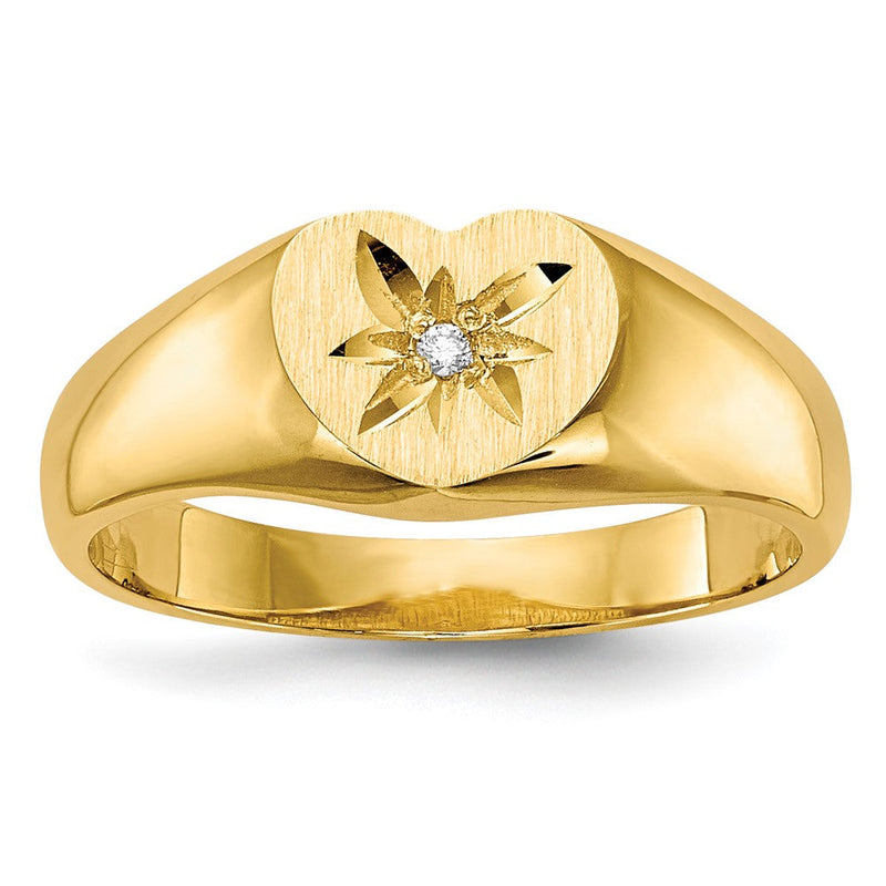 14K Gelbgold Siegelring mit natürlichem Diamant