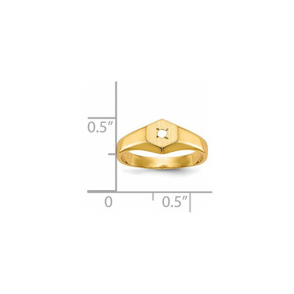 14K Gelbgold Kinder-Siegelring mit VS Diamant und offener Rückseite