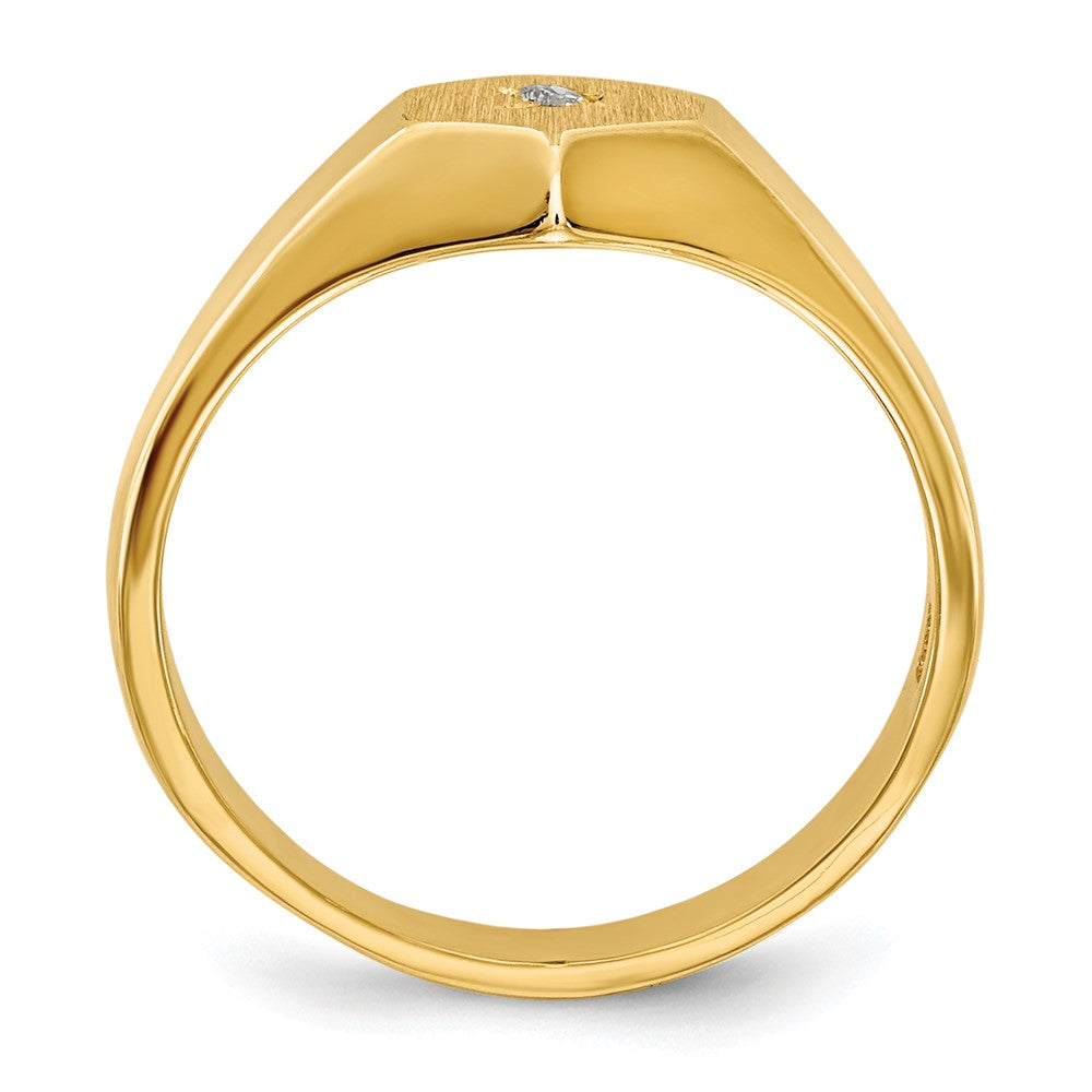 14K Gelbgold Kinder-Siegelring mit VS Diamant und offener Rückseite