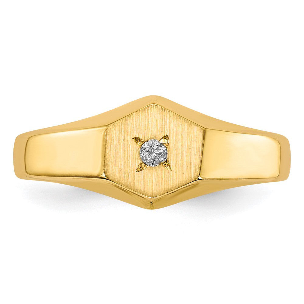 14K Weißgold Siegelring für Kinder mit echten AA-Diamanten