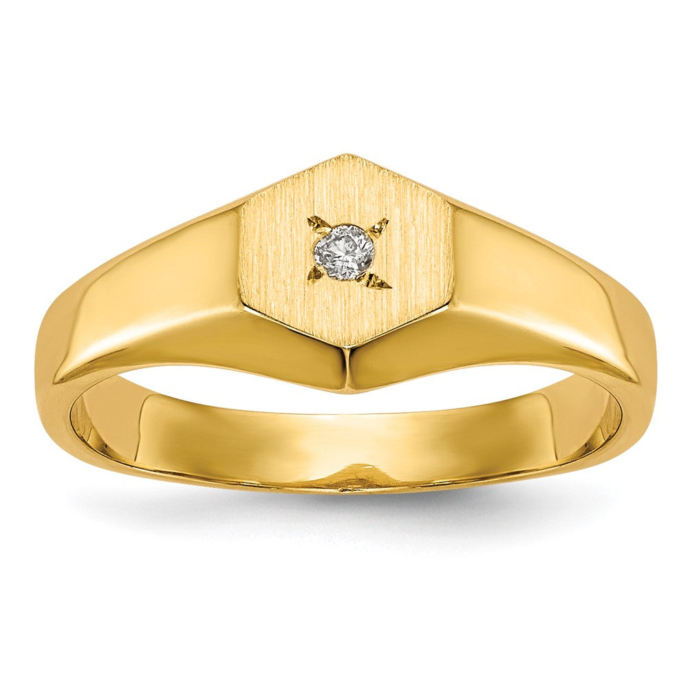 14K Weißgold Siegelring für Kinder mit echten AA-Diamanten
