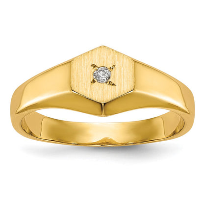 14K Weißgold Siegelring für Kinder mit echten AA-Diamanten
