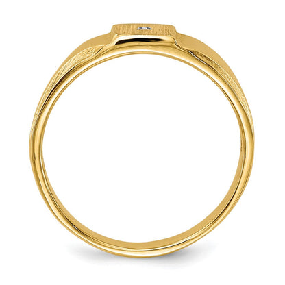 14K Gelbgold Siegelring mit echtem Diamanten