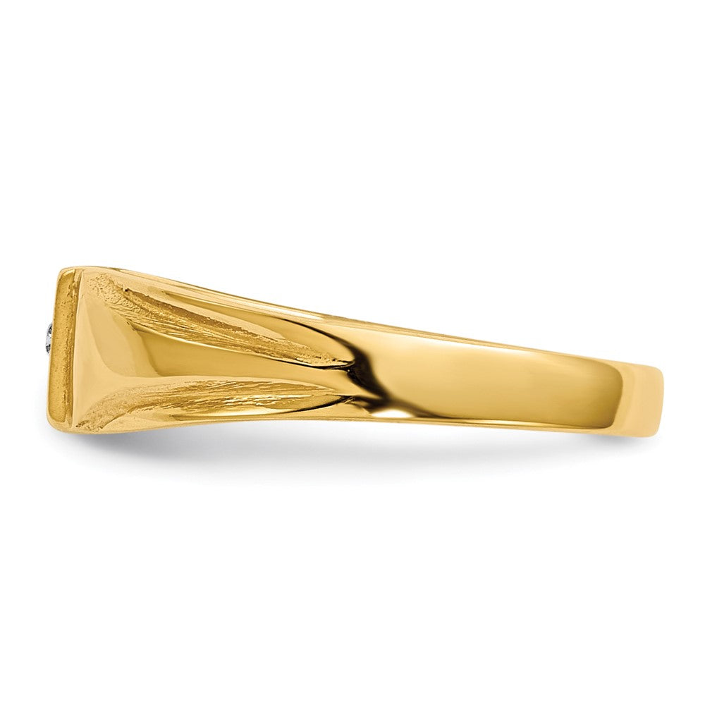 14K Gelbgold Siegelring mit echtem Diamanten