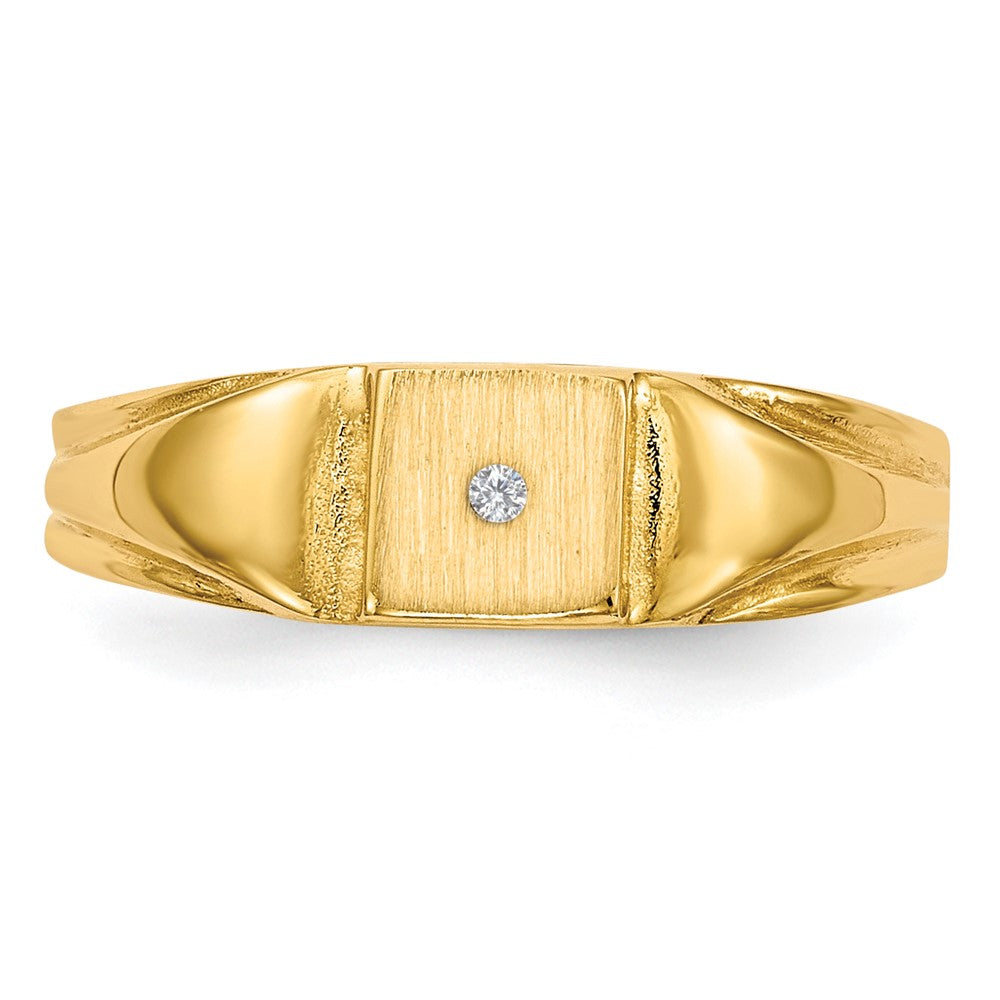 14K Gelbgold Siegelring mit echtem Diamanten