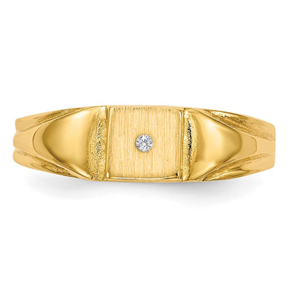 14K Gelbgold Siegelring mit echtem Diamanten