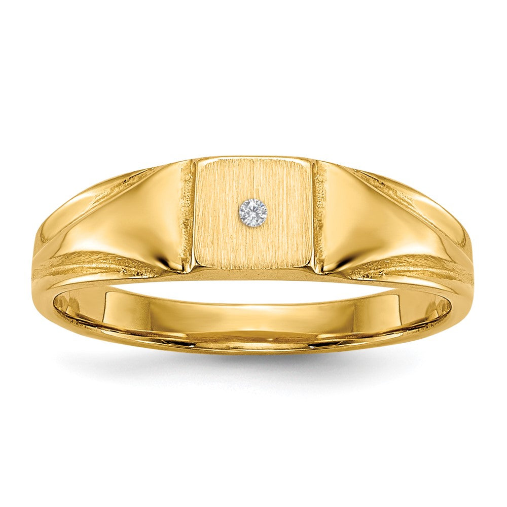 14K Gelbgold Siegelring mit echtem Diamanten