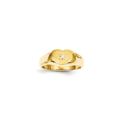 14K Gelbgold Siegelring mit echtem Diamanten