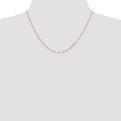 14K Roségold 1.10mm Diamantiert Ankerkette mit Karabinerverschluss Halskette