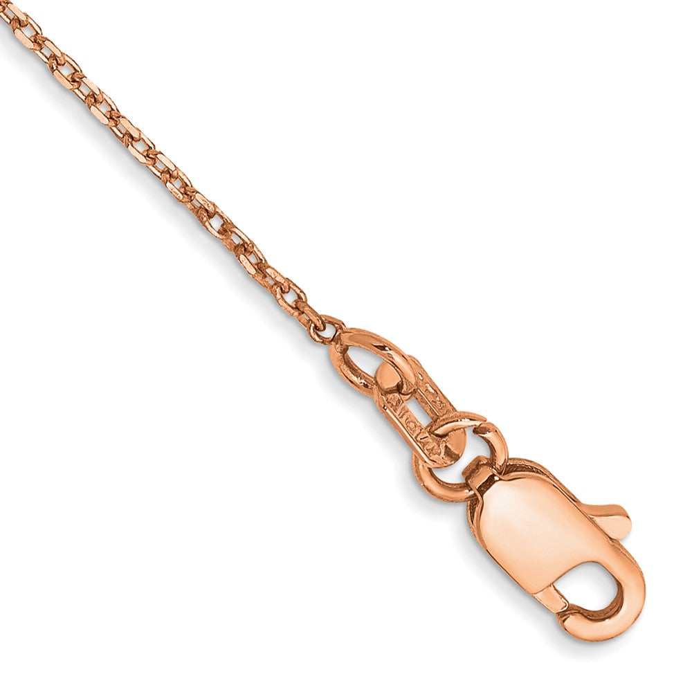 14K Roségold 1.10mm Diamantiert Ankerkette mit Karabinerverschluss Kette Fußkettchen