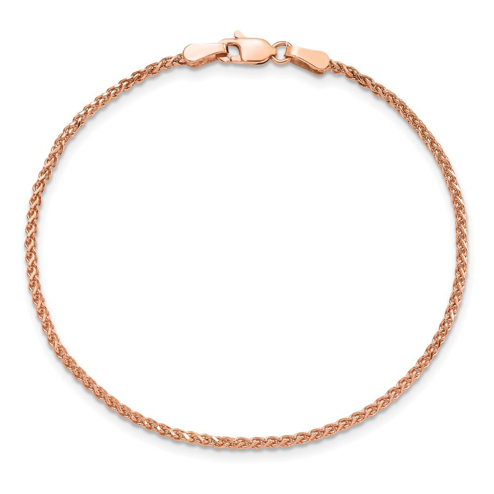 14K Roségold 1.7mm Diamantiert Ährenkette mit Karabinerverschluss Gliederarmband