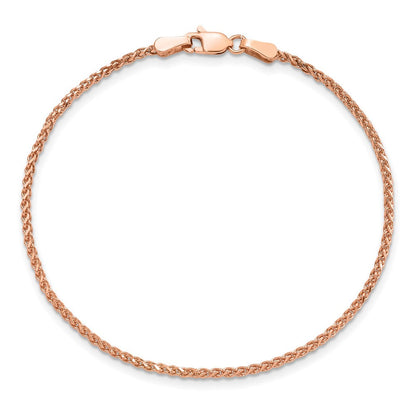 14K Roségold 1.7mm Diamantiert Ährenkette mit Karabinerverschluss Gliederarmband