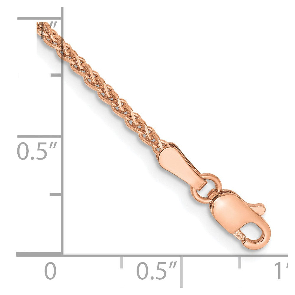 14K Roségold 1.7mm Diamantiert Ährenkette mit Karabinerverschluss Gliederarmband