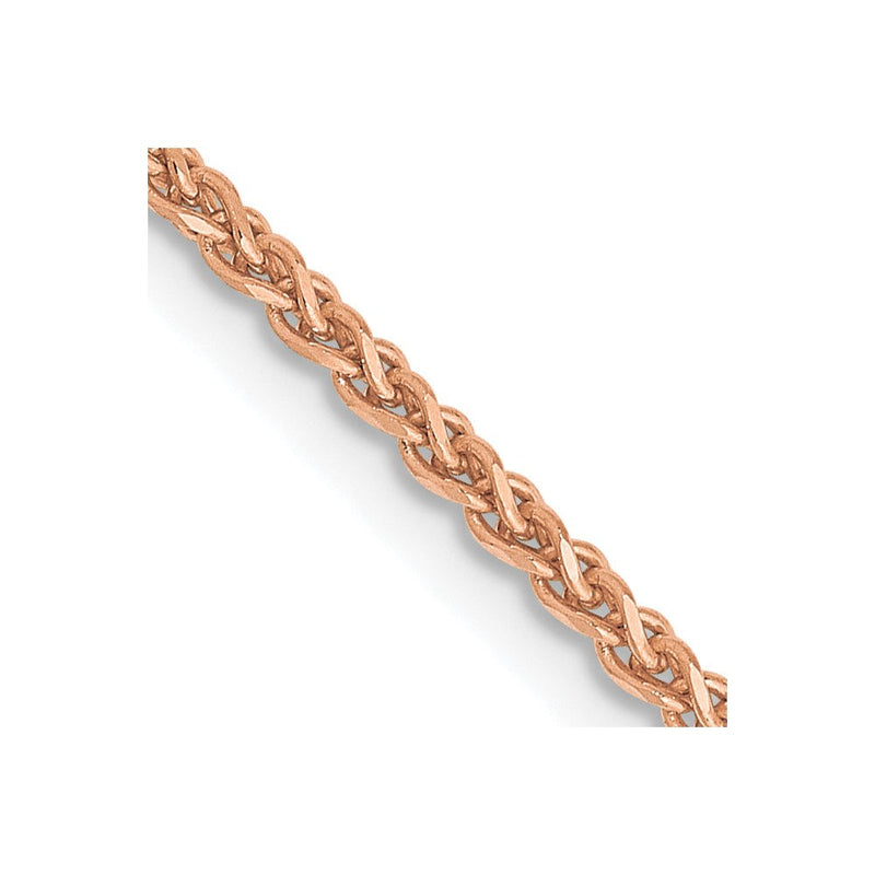 14K Roségold 1.7mm Diamantiert Ährenkette mit Karabinerverschluss Halskette