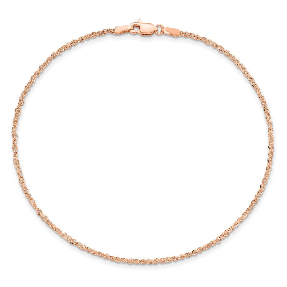 14K Roségold 1.7mm Ropa mit Karabinerverschluss Kette Fußkettchen