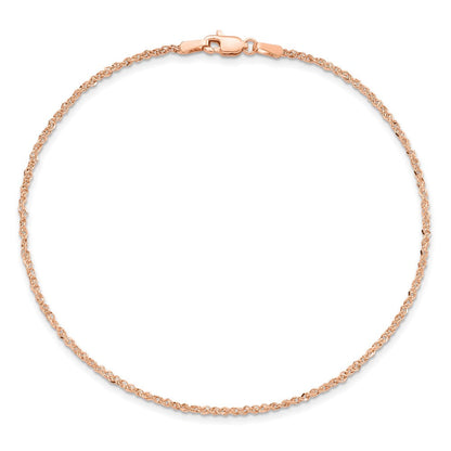 14K Roségold 1.7mm Ropa mit Karabinerverschluss Kette Fußkettchen