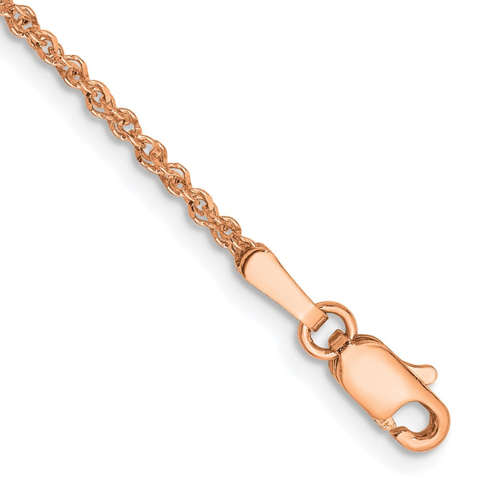 14K Roségold 1.7mm Ropa mit Karabinerverschluss Kette Fußkettchen