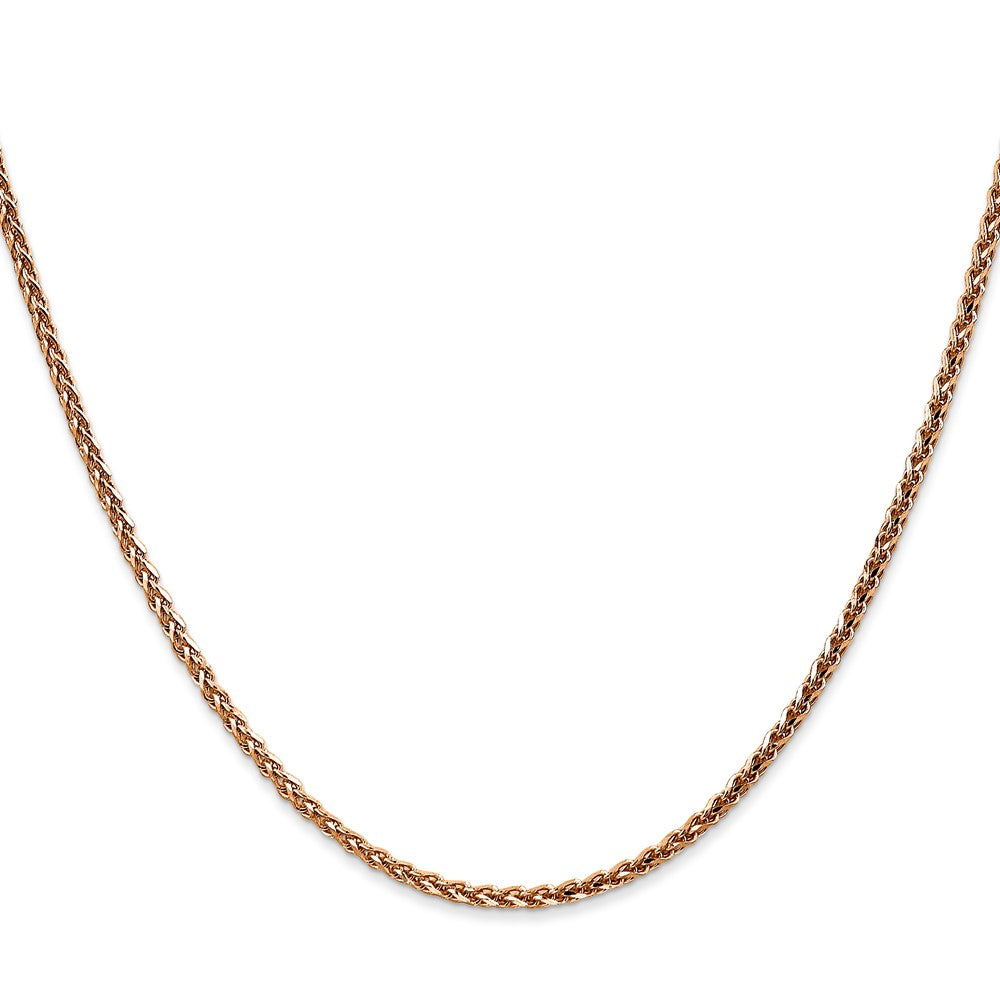 14K Roségold 2.1mm Diamantiert Ährenkette mit Karabinerverschluss Halskette