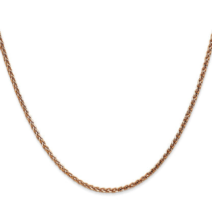 14K Roségold 2.1mm Diamantiert Ährenkette mit Karabinerverschluss Halskette