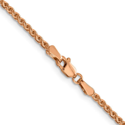 14K Roségold 2.1mm Diamantiert Ährenkette mit Karabinerverschluss Halskette