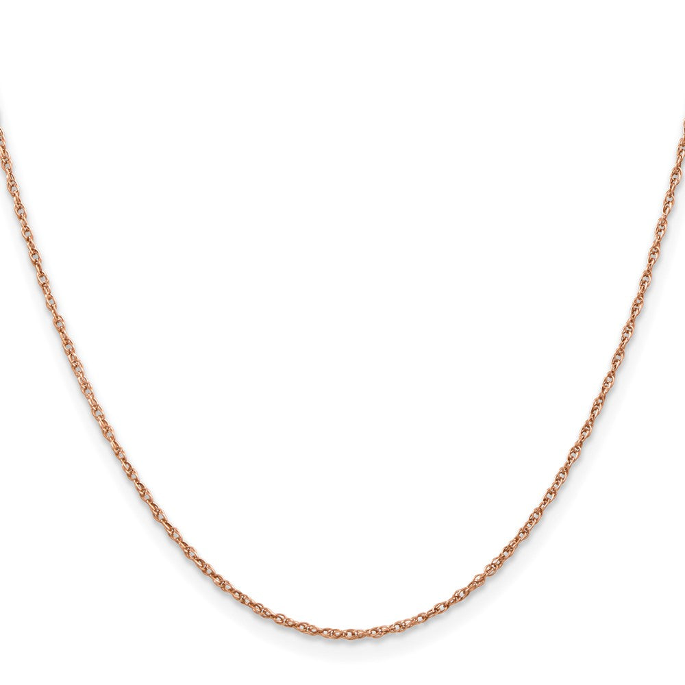 14K Roségold 1.15mm Baby Kordel mit Federring Verschluss Halskette