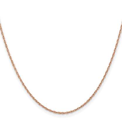 14K Roségold 1.15mm Baby Kordel mit Federring Verschluss Halskette