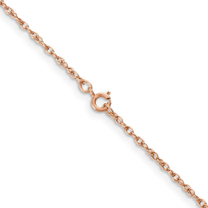 14K Roségold 1.15mm Baby Kordel mit Federring Verschluss Halskette