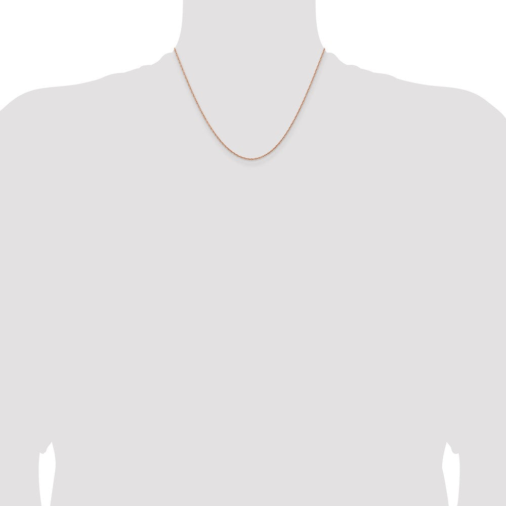 14K Roségold 1.15mm Baby Kordel mit Federring Verschluss Halskette