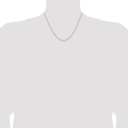 14K Roségold 1.15mm Baby Kordel mit Federring Verschluss Halskette