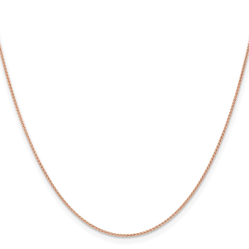 14K Roségold 1mm Massiv Poliert Ährenkette mit Karabinerverschluss Halskette